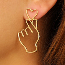 Cargar imagen en el visor de la galería, OBI Hand Holding Heart Shape Valentine&#39;s Gift Unique Stud Earrings - Bali Lumbung