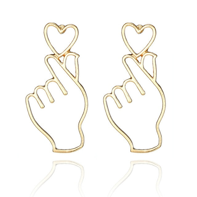 OBI Hand Holding Heart Shape Valentine's Gift Unique Stud Earrings - Bali Lumbung