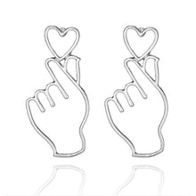 Load image into Gallery viewer, OBI Hand Holding Heart Shape Valentine&#39;s Gift Unique Stud Earrings - Bali Lumbung