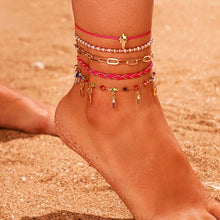 Load image into Gallery viewer, LILAC 5 Pieces Colorful Crystal Stone Charm Anklets - Bali Lumbung
