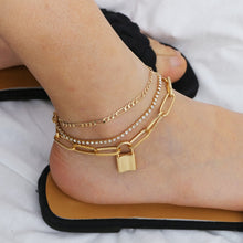 Indlæs billede til gallerivisning DAGASI  3 Pieces Set of Luxury Shiny Rhinestones Anklet with Padlock Charm - Bali Lumbung