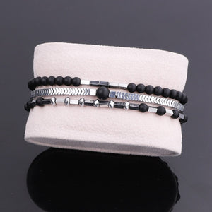 DES 3 Pieces Men Adjustable Bracelet with Natural Stone - Bali Lumbung