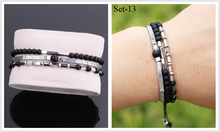 Load image into Gallery viewer, DES 3 Pieces Men Adjustable Bracelet with Natural Stone