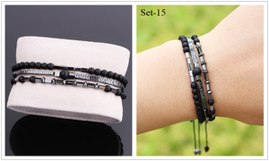 DES 3 Pieces Men Adjustable Bracelet with Natural Stone - Bali Lumbung