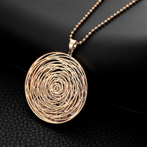 KARINA Unique Design Long Necklaces Crystal Gold or Silver Plated Round Pendant - Bali Lumbung
