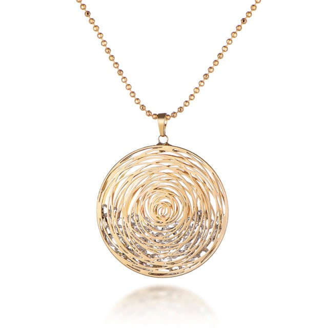 KARINA Unique Design Long Necklaces Crystal Gold or Silver Plated Round Pendant - Bali Lumbung