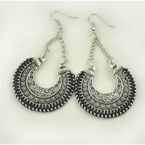 OILA #2 Antique silver Boho Drop Earrings - Bali Lumbung