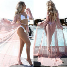 Cargar imagen en el visor de la galería, OLINA Women Tunic Chiffon Transparent Beach Maxi Dress Swimwear Bikini Cover-up