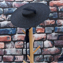 Laden Sie das Bild in den Galerie-Viewer, NARA Cool Summer Hat with a Flat Top and Wide Brim Trimmed with Ribbons