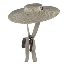 Cargar imagen en el visor de la galería, NARA Cool Summer Hat with a Flat Top and Wide Brim Trimmed with Ribbons
