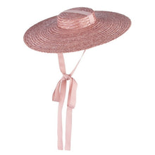Load image into Gallery viewer, NARA Cool Summer Hat with a Flat Top and Wide Brim Trimmed with Ribbons