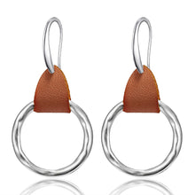 Load image into Gallery viewer, DHEA Modern Handmade Silver Leather Drop Earrings