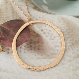 ANNIE Gold Color Medallion Circle Pendant Long Necklaces - Bali Lumbung