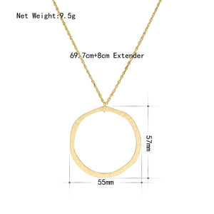 ANNIE Gold Color Medallion Circle Pendant Long Necklaces - Bali Lumbung
