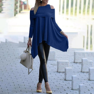 TANU Asymmetrical Pullovers Long Sleeve Blouses
