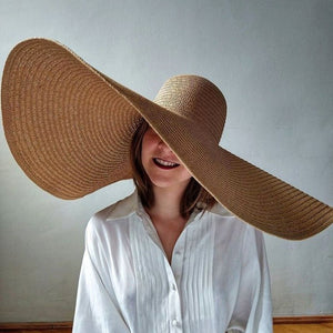 FORTUNA Women's Foldable Oversized Beach Hat 27" Diameter Wide Brim Summer Sun Hats