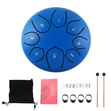 Indlæs billede til gallerivisning TYMPANUM 6&quot; 8 Tune Tongue Drum - Steel Tongue Drum - Handpan Drum with Drumstick and Carrying Bag Percussion Instrument Accessories