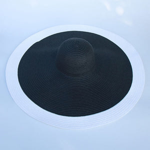 FORTUNA Women's Foldable Oversized Beach Hat 27" Diameter Wide Brim Summer Sun Hats
