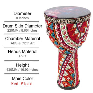 ZADIE 8 Inch High Quality Professional African Djembe Drum Colorful Musical Instrument