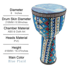 Cargar imagen en el visor de la galería, ZADIE 8 Inch High Quality Professional African Djembe Drum Colorful Musical Instrument