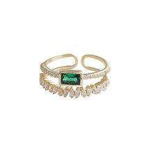 Cargar imagen en el visor de la galería, ITSEY Simple Versatile Open Style Green Double-layer Ring