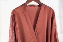 Indlæs billede til gallerivisning PAULINE Lace Trim Women Satin Short Suit Sexy Loose Kimono Sleepwear Lingerie