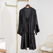 Laden Sie das Bild in den Galerie-Viewer, PAULINE Lace Trim Women Satin Short Suit Sexy Loose Kimono Sleepwear Lingerie