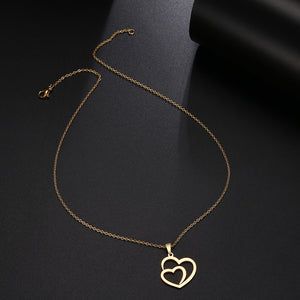 TITIA Double Heart Hollow Pendant Necklaces - Bali Lumbung