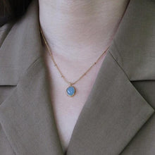Cargar imagen en el visor de la galería, LILA Stainless Steel Crystal Natural Stone Oval Pendant Bead Chain Necklace - Bali Lumbung