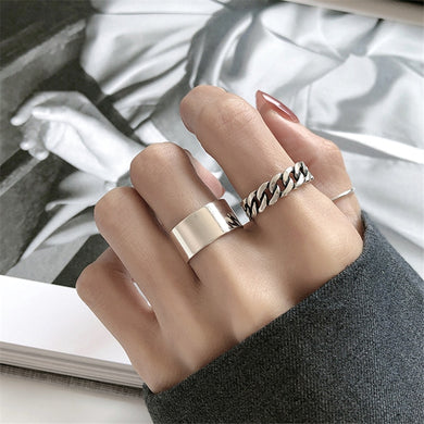 AGALIA #3 Silver Band or Chain Style Adjustable Rings