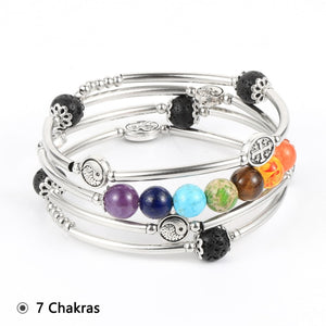 MALIKA 4 Layer Boho Natural Stone Beads Bangle Wrap Around Bracelets