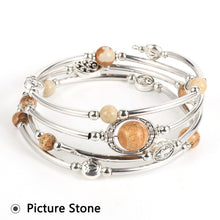 Laden Sie das Bild in den Galerie-Viewer, MALIKA 4 Layer Boho Natural Stone Beads Bangle Wrap Around Bracelets