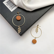 Load image into Gallery viewer, KIKA Handmade Asymmetrical Hoop Leaf Drop Earrings - Bali Lumbung
