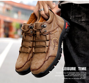 LUI Men Winter Hand Stitching Breathable Bendable Ankle Boots