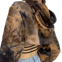 Cargar imagen en el visor de la galería, LAVA Women Crop Pullover Tie-Dye Sweatshirts Hoodies