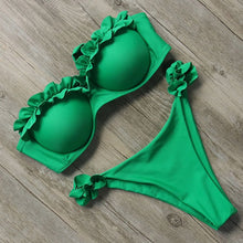 Cargar imagen en el visor de la galería, EVANGELINE Bandeau Ruffled Bikini Swimwear Women Swimsuit