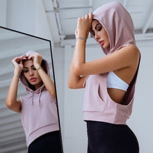 Load image into Gallery viewer, DIO Sports Top Hooded Sleeveless Fitness or Yoga Tank Activewear - Bali Lumbung