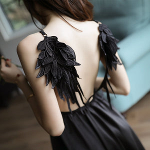 LARISA Soft Beautiful Wings Straps Sleeping Dress Backless Nightgown