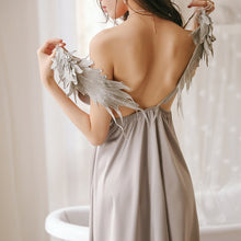 Laden Sie das Bild in den Galerie-Viewer, LARISA Soft Beautiful Wings Straps Sleeping Dress Backless Nightgown