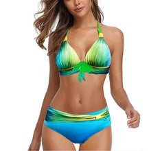 Afbeelding in Gallery-weergave laden, CYNTHIA Retro S-5XL Plus Size Neon Striped Push-Up Bikini Set
