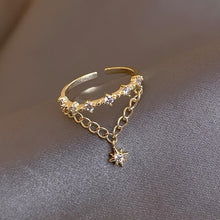 Laden Sie das Bild in den Galerie-Viewer, SHATU Star Charm Cubic Zirconia with Chain Adjustable Ring - Bali Lumbung