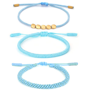 GARMA Tibetan Buddhist Style Braided Lucky Rope Handmade Copper Beads Bracelets