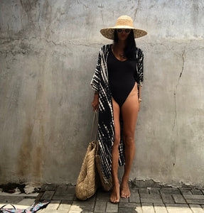 ILA Women's Swimwear Cover-ups Retro Striped Self Belted