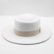 Laden Sie das Bild in den Galerie-Viewer, DEMELZA Women&#39;s Formal Classic Fedora Hat with Ribbon Belt Wide Brim Pork Pie Round Top