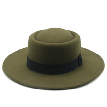 Load image into Gallery viewer, DEMELZA Women&#39;s Formal Classic Fedora Hat with Ribbon Belt Wide Brim Pork Pie Round Top