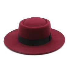 Load image into Gallery viewer, DEMELZA Women&#39;s Formal Classic Fedora Hat with Ribbon Belt Wide Brim Pork Pie Round Top