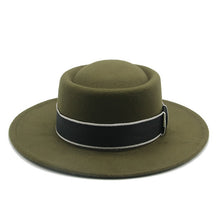 Cargar imagen en el visor de la galería, DEMELZA Women&#39;s Formal Classic Fedora Hat with Ribbon Belt Wide Brim Pork Pie Round Top