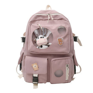 PEPPY #3 Waterproof Candy Color Backpack Set with Tiny Baby Cow