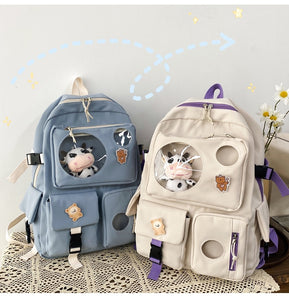 PEPPY #3 Waterproof Candy Color Backpack Set with Tiny Baby Cow