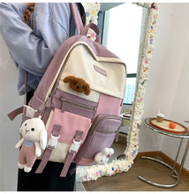 Load image into Gallery viewer, PEPPY #4 Cute Backpack Waterproof Candy Color Backpack Set with Animal Stuffed Dolls